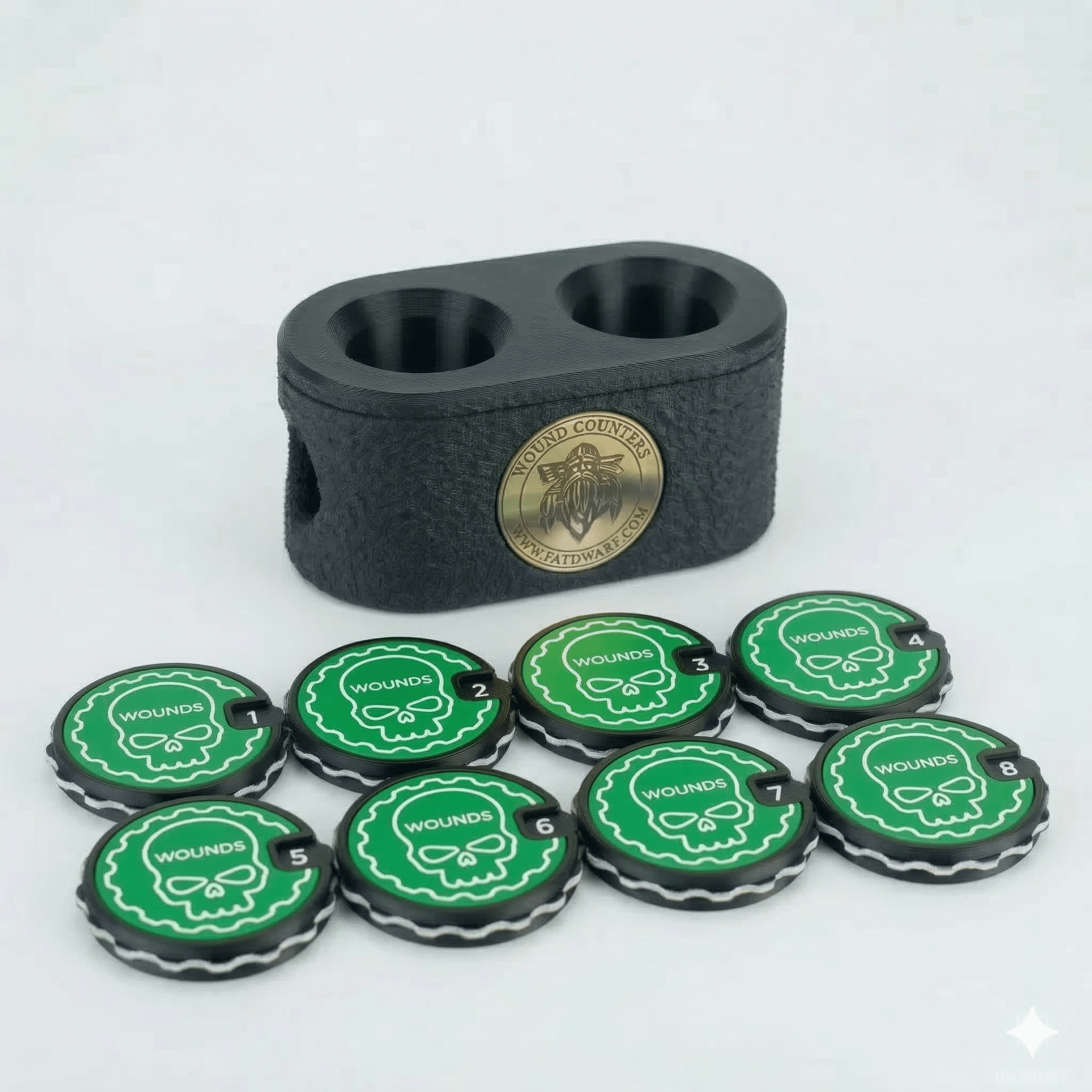 Tabletop Wound Tracker Set – x8 16 Wounds Counters - Fat Dwarf