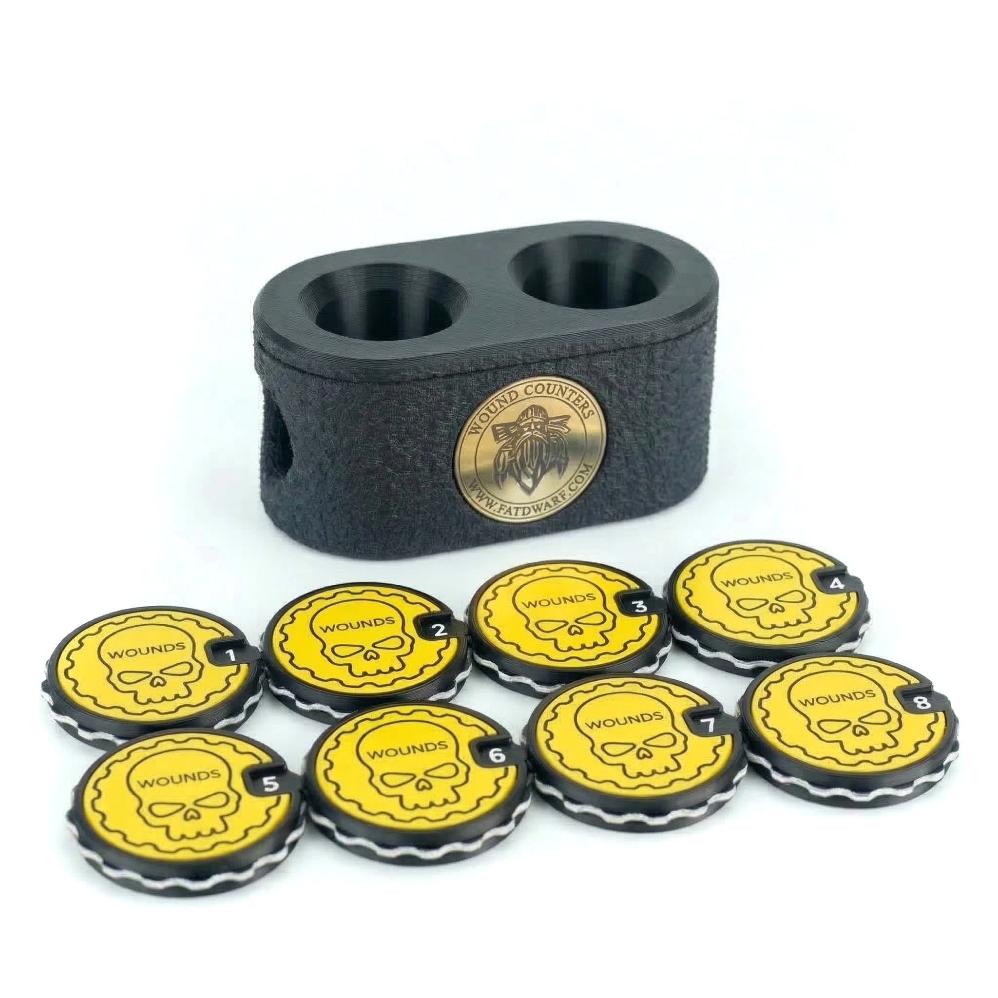 Tabletop Wound Tracker Set – x8 16 Wounds Counters - Fat Dwarf
