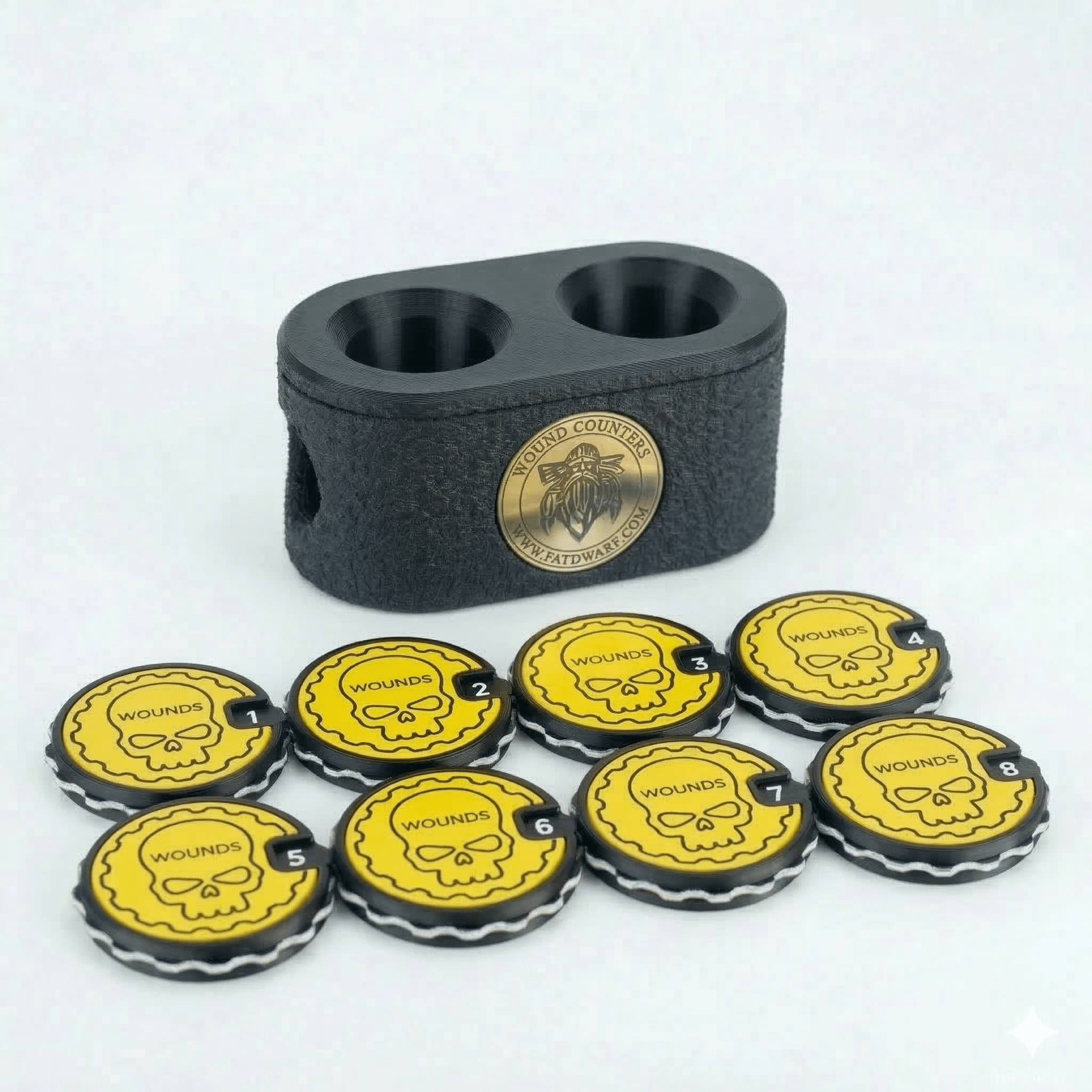 Tabletop Wound Tracker Set – x8 16 Wounds Counters - Fat Dwarf